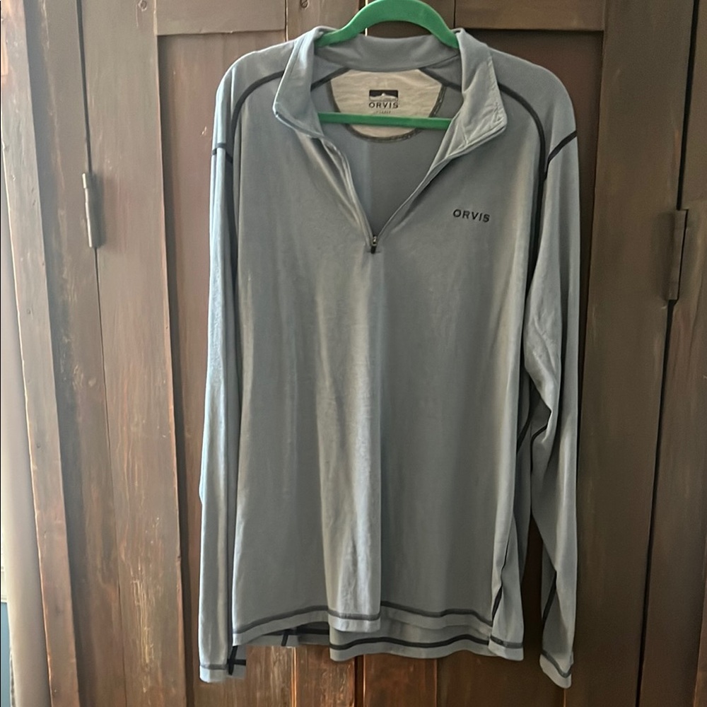 Orvis Blue Zip Up Sweater with Relaxed Fit
